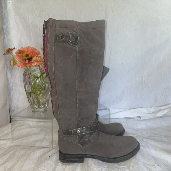 Madden Girl Zuzu Back Zip Faux Suede Knee High Boots 7M Tough Industrial Chic - Picture 11 of 11